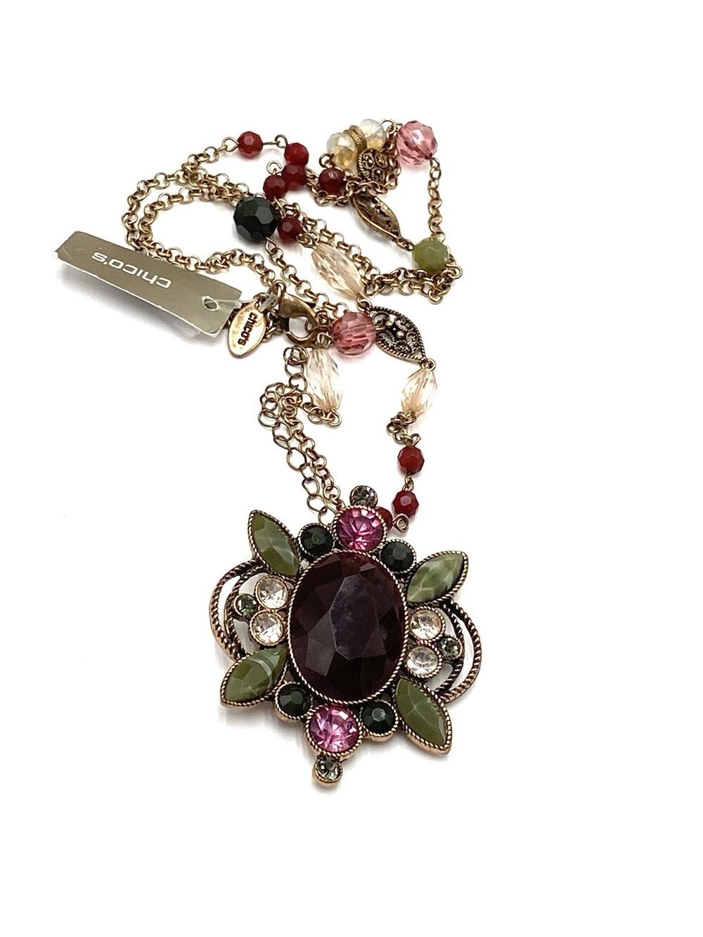 Chico’s Necklace Long Pendant 35”+3.5” Statement